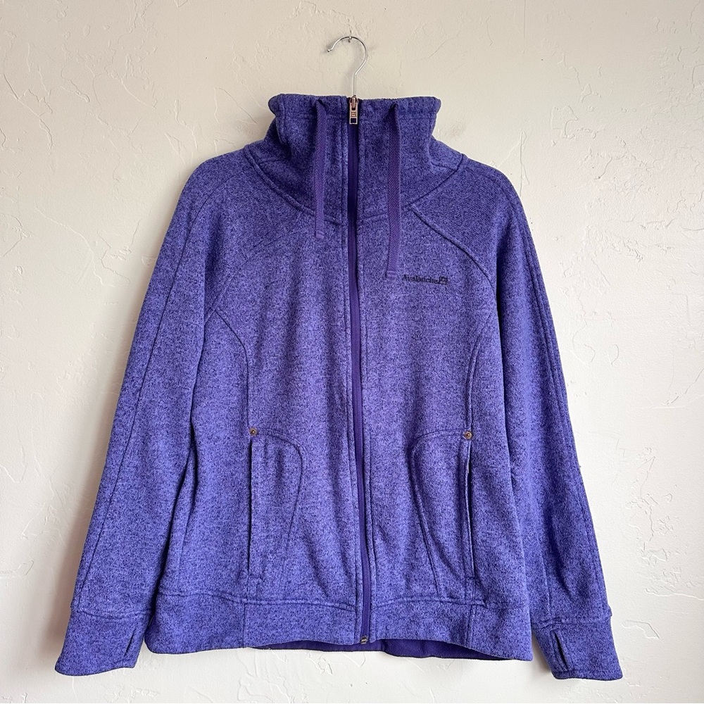 Avalanche Women's Full‎ Zip Blue Purple Knit Fleece Jacket Size Large EUC